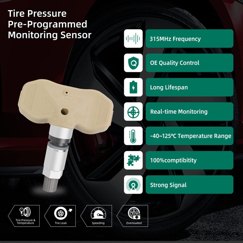 CDWTPS TPMS Sensor,315MHZ Tire Pressure Monitor System for 2005-2006 Chevy | GMC Replaces#15114379 - Image 2